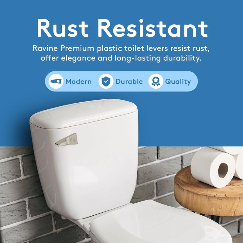 RAVINE Toilet Handle Replacement- American Standard Toilet Flush Handle with Elegant Design, Durable Toilet Flush Lever Front Mount - Easy to Install Toilet Bowl Handle Replacement (Nickel) - Image 4